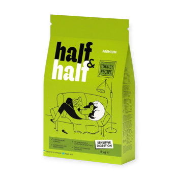 Half&Half Sensitive Digestion Cats корм для котів із чутливим травленням, з індичкою - 8 кг