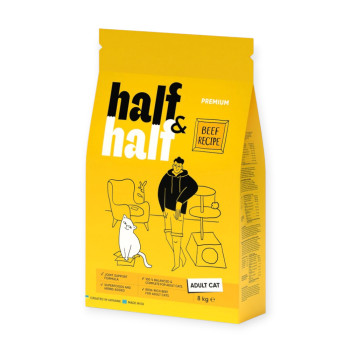 Half&Half Adult Cats корм для кошек, с говядиной - 8 кг