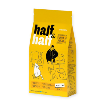 Half&Half Adult Cats корм для котів, з яловичиною - 2 кг