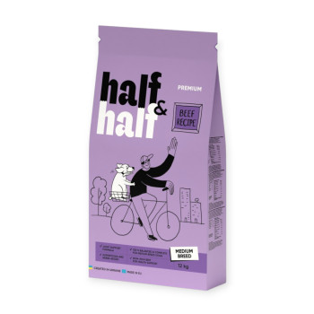 Half&Half Adult Dogs Medium Breed корм для собак средних пород, с говядиной - 12 кг