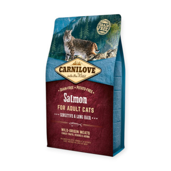 Carnilove Cat Salmon Sensitive & Long Hair корм для довгошерстих котів, лососем - 2 кг