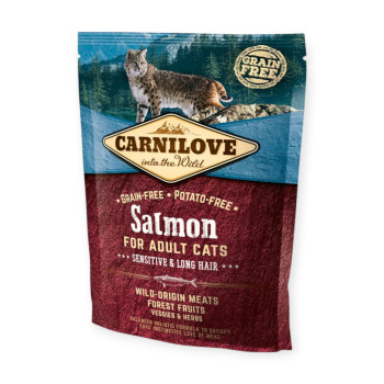 Carnilove Cat Salmon Sensitive & Long Hair корм для довгошерстих котів, лососем - 400 г