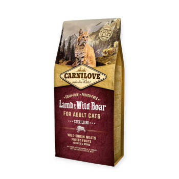 Carnilove Cat Lamb & Wild Boar Sterilised для стерилізованих котів, з ягням та кабаном - 6 кг