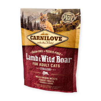 Carnilove Cat Lamb & Wild Boar Sterilised для стерилизованных кошек, с ягненком и кабаном - 400 г