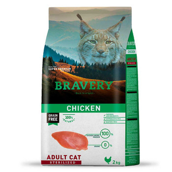 Bravery Adult Cat Sterilized Chicken корм для стерилизованных кошек, с курицей - 2 кг