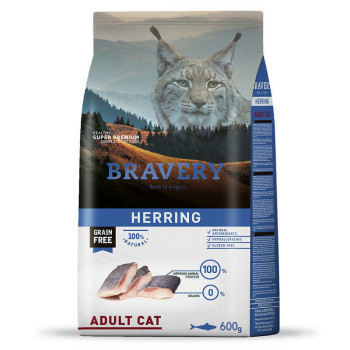Bravery Adult Cat Herring корм для активних котів із, оселедцем - 600 г