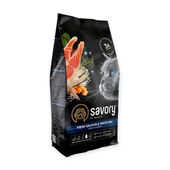Savory Adult Cat Gourmand Fresh Salmon & White Fish для довгошерстих, з лососем та рибою - 2 кг