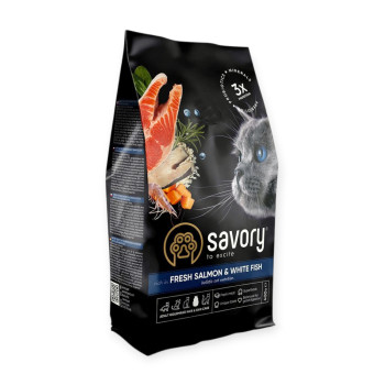 Savory Adult Cat Gourmand Fresh Salmon & White Fish для довгошерстих, з лососем та рибою - 400 г