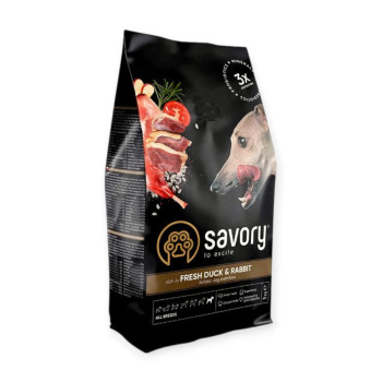Savory Dog Adult Fresh Duck & Rabbit корм для собак, з качкою та кроликом - 1 кг