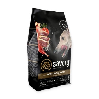 Savory Dog Adult Fresh Duck & Rabbit корм для собак, з качкою та кроликом - 3 кг