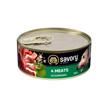 Savory Dog Gourmand 4 Meats корм для собак, з чотирма видами м'яса - 100 г