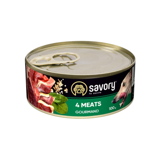 Savory Dog Gourmand 4 Meats корм для собак, з чотирма видами м'яса - 100 г