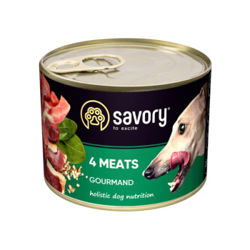 Savory Dog Gourmand 4 Meats корм для собак, с четырьмя видами мяса - 200 г