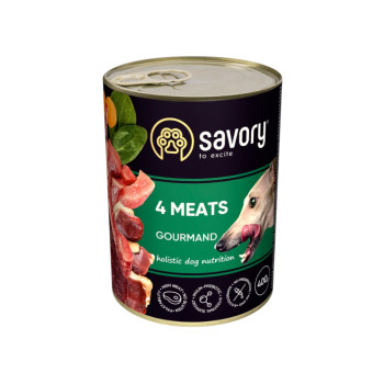 Savory Dog Gourmand 4 Meats корм для собак, с четырьмя видами мяса - 400 г