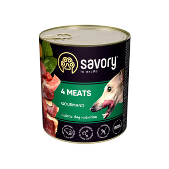 Savory Dog Gourmand 4 Meats корм для собак, з чотирма видами м'яса - 800 г