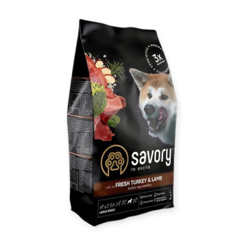 Savory Dog Large Fresh Turkey & Lamb корм для собак великих порід, з індичкою та ягням - 3 кг