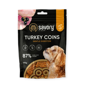Savory Puppy Turkey Coins джерки для цуценят, з індичкою - 100 г