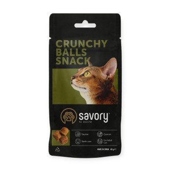 Savory Cat Snacks Crunchy Balls ласощі для вибагливих котів, з котячою м'ятою - 60 г