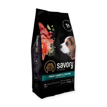 Savory Puppy Fresh Turkey & Chicken корм для цуценят, з індичкою та куркою - 12 кг