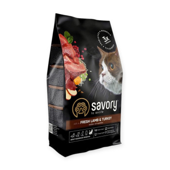 Savory Adult Cat Sensitive Digestion Fresh Lamb & Turkey для кошек, с ягненком и индейкой - 400 г