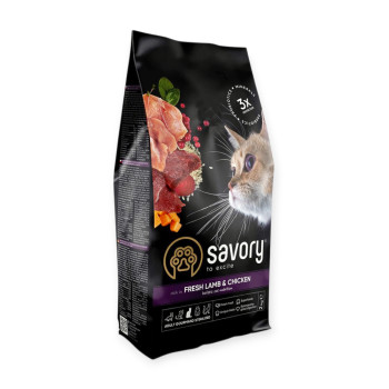 Savory Adult Cat Steril Fresh Lamb & Chicken для стерилизованных кошек, с ягненком и курицей - 2 кг