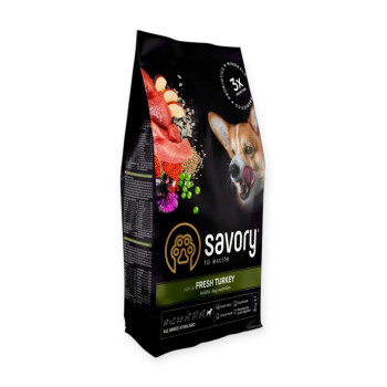 Savory Dog Adult Sterilised Fresh Turkey корм для стерилизованных собак, с индейкой - 3 кг