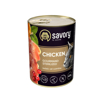 Savory Cat Adult Sterilized Chicken корм для стерилізованих котів, з куркою - 400 г
