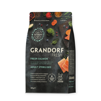Grandorf Fresh Cat Adult Sterilised Salmon & Sweet Potato для стерилізованих котів, з лососем - 400 г