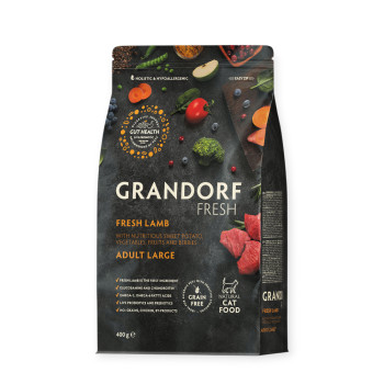Grandorf Fresh Cat Adult Large Lamb & Sweet Potato корм для кошек больших пород, с ягненком - 400 г
