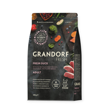 Grandorf Fresh Cat Adult Duck & Sweet Potato корм для котів з чутливим шлунком, з качкою - 400 г