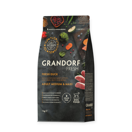 Grandorf Fresh Dog Adult Medium & Maxi Duck & Sweet Potato для средних и больших собак с уткой - 1 кг