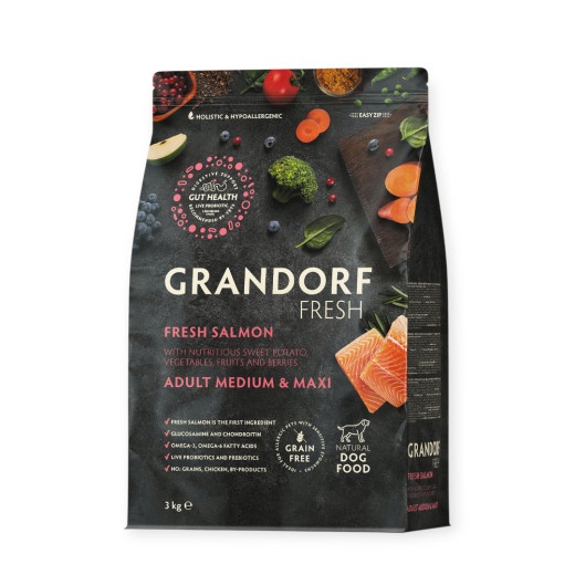 Grandorf Fresh Dog Adult Medium & Maxi Salmon & Sweet Potato для середніх та великих собак, з лососем - 3 кг