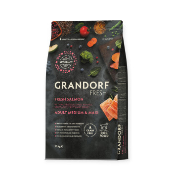 Grandorf Fresh Dog Adult Medium & Maxi Salmon & Sweet Potato для середніх та великих собак, з лососем - 10 кг