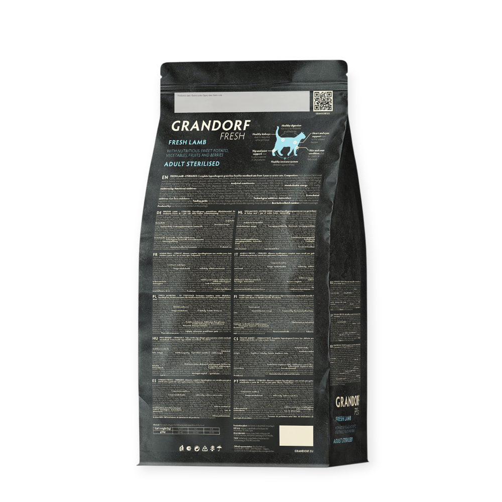 Grandorf Fresh Cat Adult Sterilised Lamb & Sweet Potato для стерилизованных кошек, с ягненком - 400 г