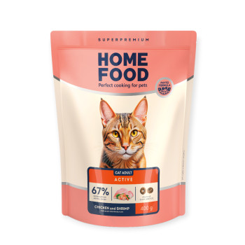 Home Food Cat Adult For Active корм для активних котів, з куркою та креветками - 400 г