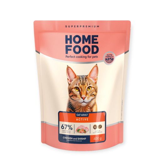 Home Food Cat Adult For Active корм для активных кошек, с курицей и креветками - 400 г