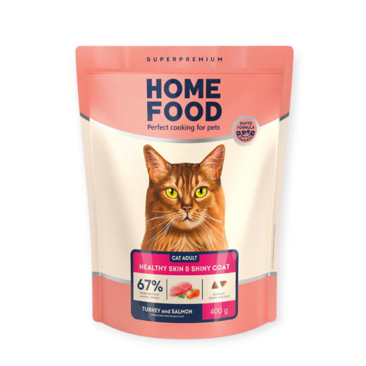 Home Food Cat Adult Healthy Skin & Shiny Coat корм для котів, з лососем та індичкою - 400 г