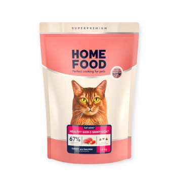 Home Food Cat Adult Healthy Skin & Shiny Coat корм для кошек, с лососем и индейкой - 1,6 кг