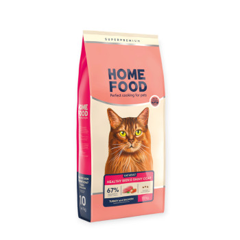 Home Food Cat Adult Healthy Skin & Shiny Coat корм для кошек, с лососем и индейкой - 10 кг