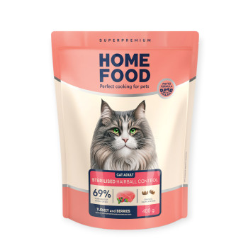 Home Food Cat Hairball Control For Sterilised & Neutered для виведення шерсті, з індичкою - 400 г