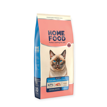 Home Food Cat Adult Hypoallergenic For Sterilised & Neutered для кошек, морской коктейль - 10 кг