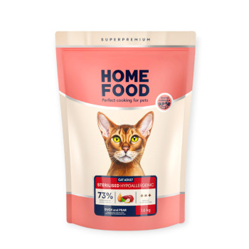 Home Food Cat Grain-free Hypoallergenic для стерилизованных кошек, с уткой - 1,6 кг