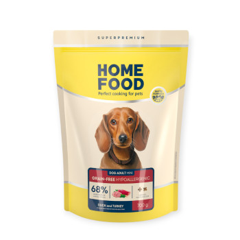 Home Food Dog Adult Mini Hypoallergenic GF для собак малых пород, с уткой и индейкой - 700 г