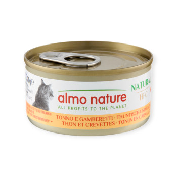 Almo Nature HFC Cat Natural влажный корм для кошек с тунцом и креветками - 70 г