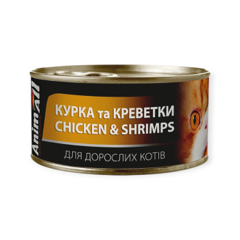 AnimAll Chicken & Shrimps вологий корм для котів, з куркою та креветками - 85 г