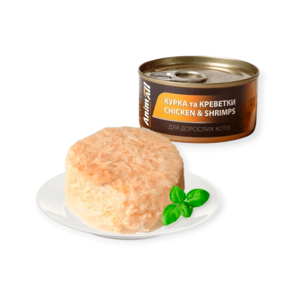 AnimAll Chicken & Shrimps влажный корм для кошек, с курицей и креветками - 85 г