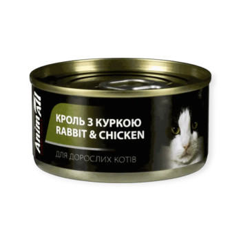 AnimAll Rabbit & Chicken влажный корм для кошек с кроликом и курицей - 80 г