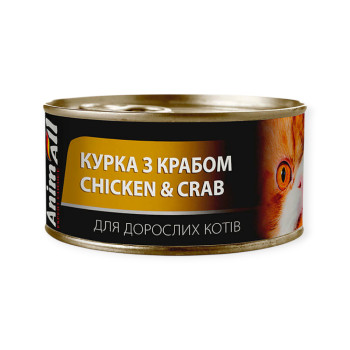 AnimAll Duo Delice Chicken Meat Paste влажный корм для кошек, с курицей и крабом - 80 г