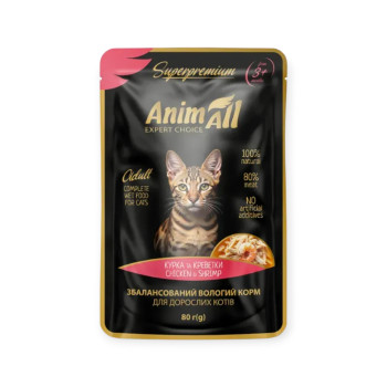 AnimAll влажный корм для кошек, с курицей и креветками - 80 г
