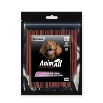 AnimAll Platinum ласощі для собак, м'ясні палички з качкою - 200 г